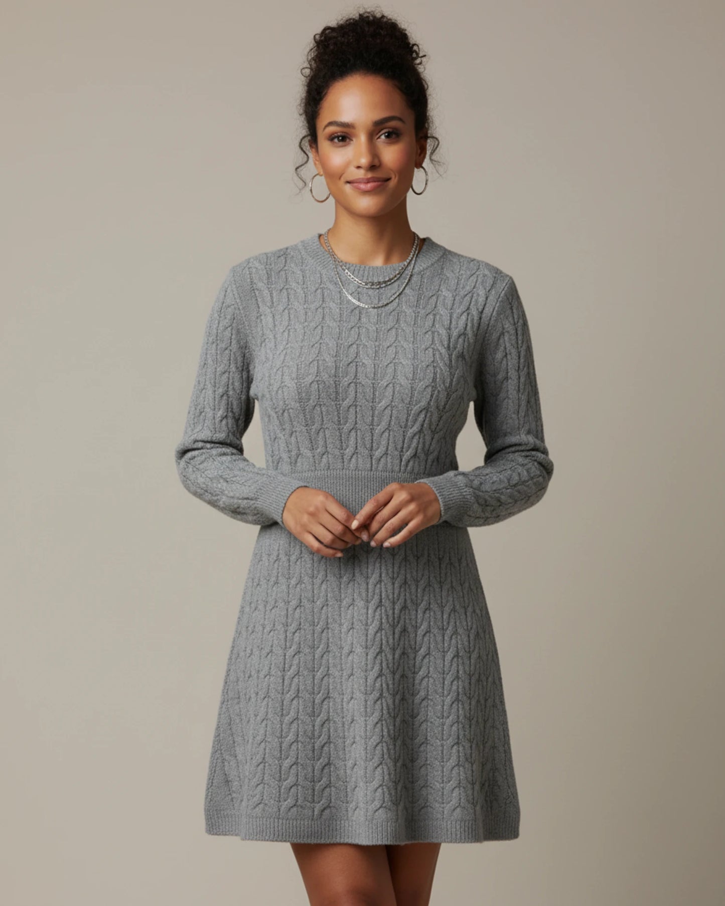 Women's Long Sleeve Fit & Flare Mini Dress image