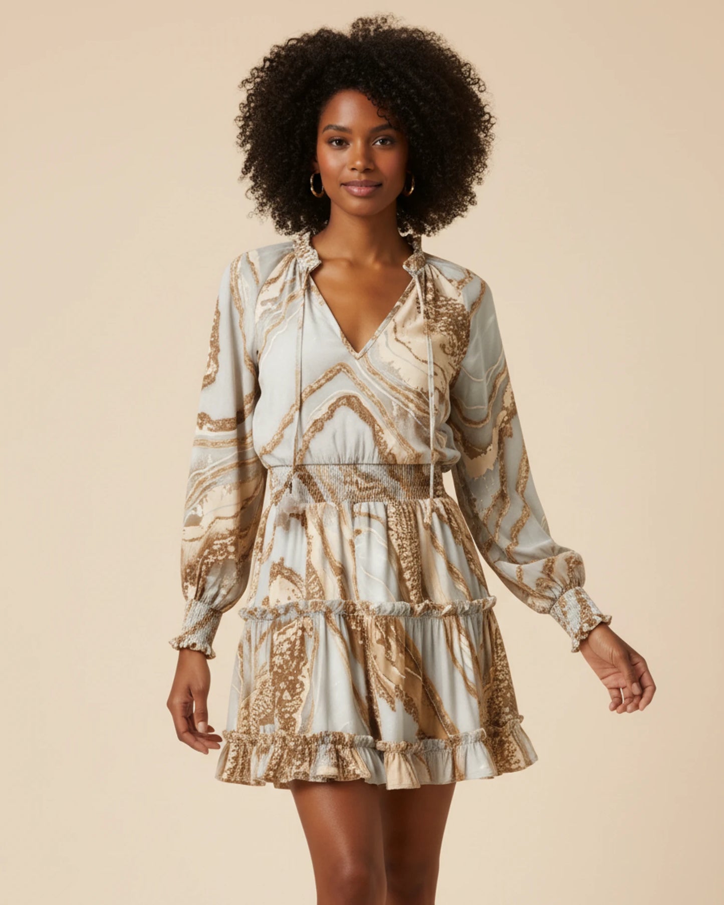 Women's Long Sleeve Floral Mini Dress image