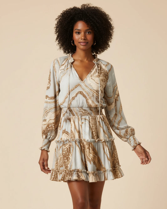 Women's Long Sleeve Floral Mini Dress image