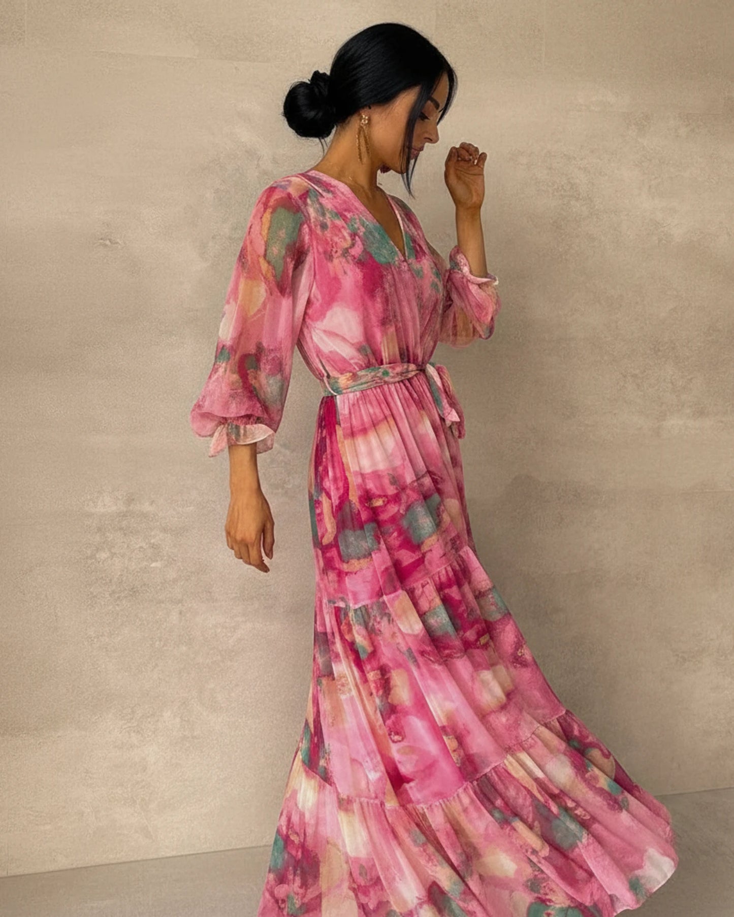 Women's Long Sleeve Wrap Maxi Dress