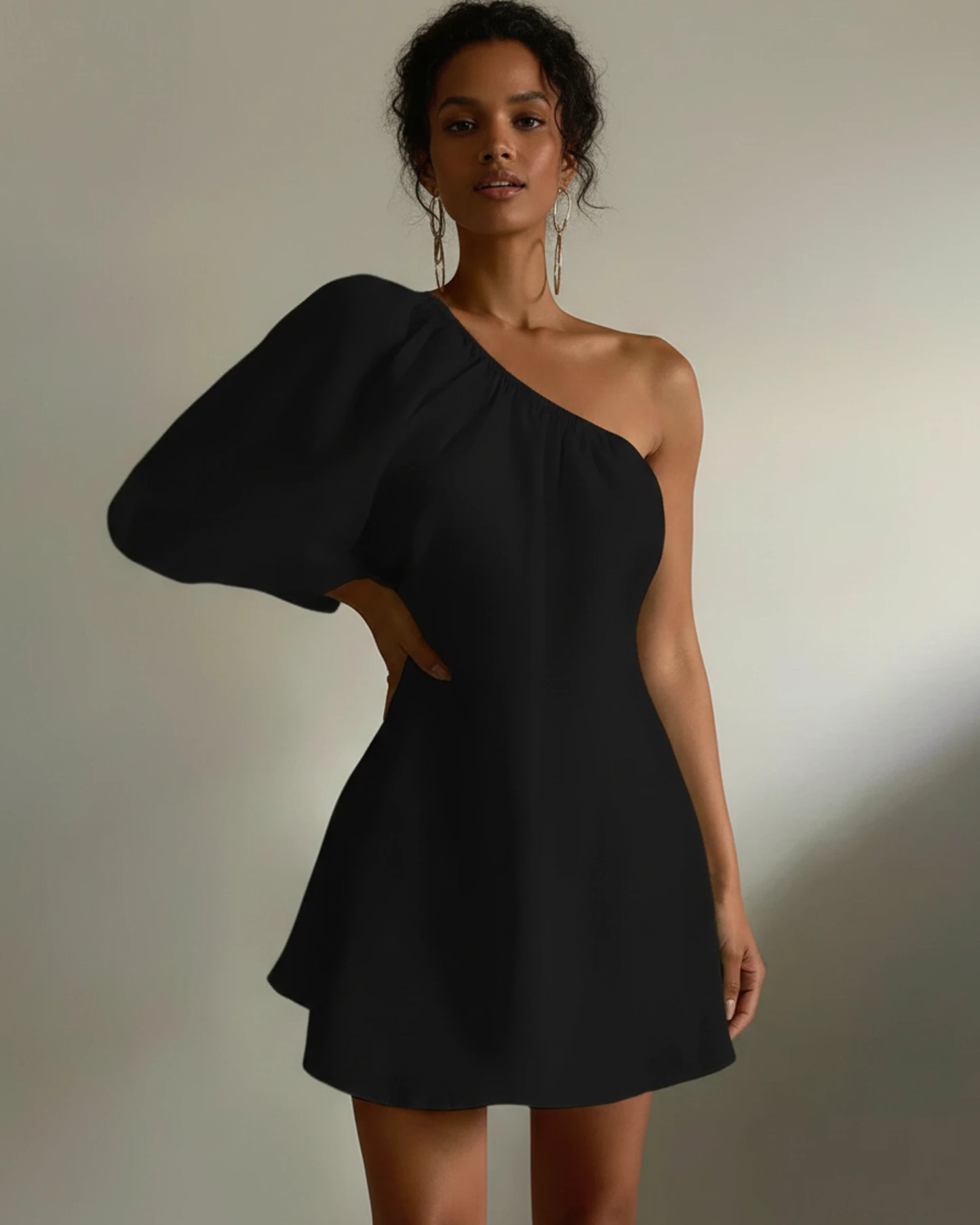 Women's One-Shoulder A-Line Mini Dress image