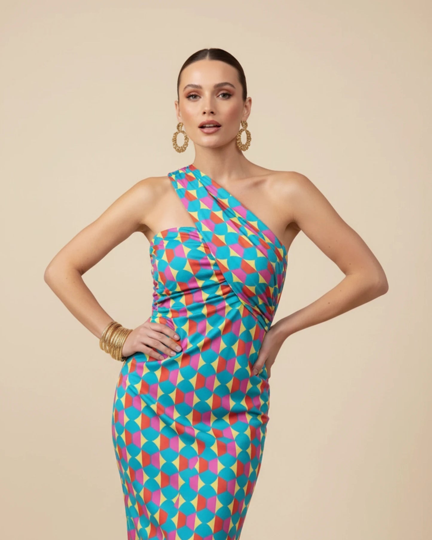 Women's One Shoulder Midi Dress image