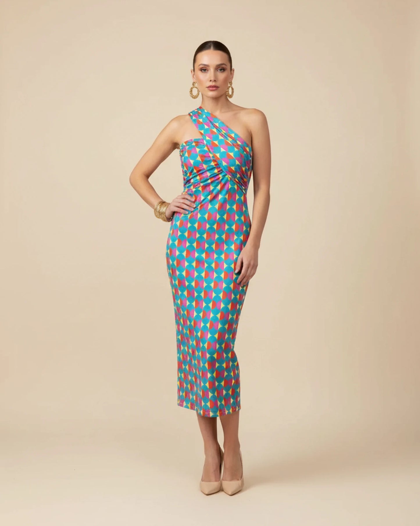 Women's One Shoulder Midi Dress image