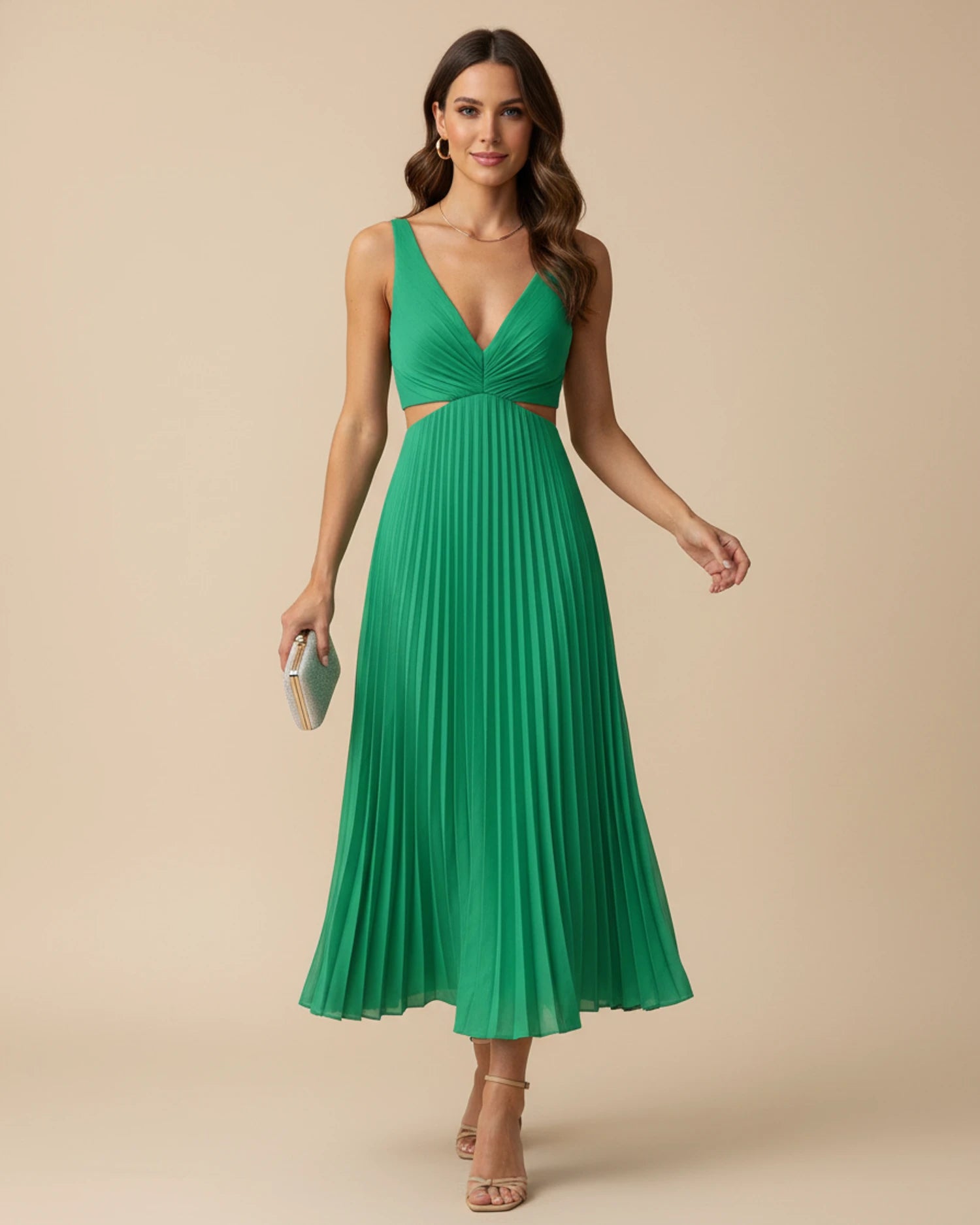 Women's Pleated A-Line Midi Dress image