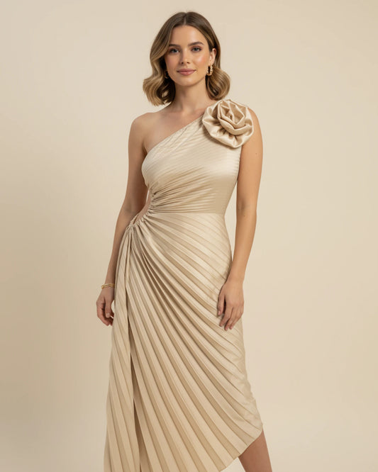 Women's Pleated A-Line Midi Dress image