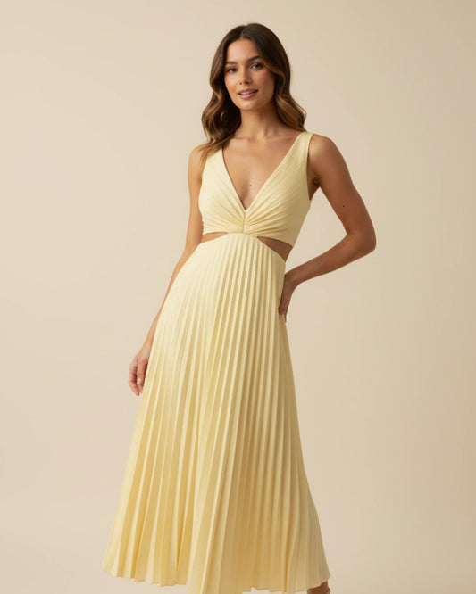 Women's Pleated A-Line Midi Dress image