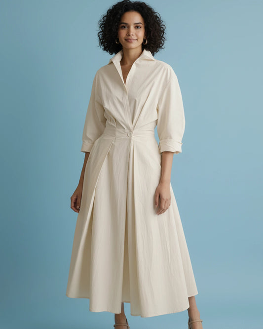 Women's Pocketed A-Line Midi Dress image