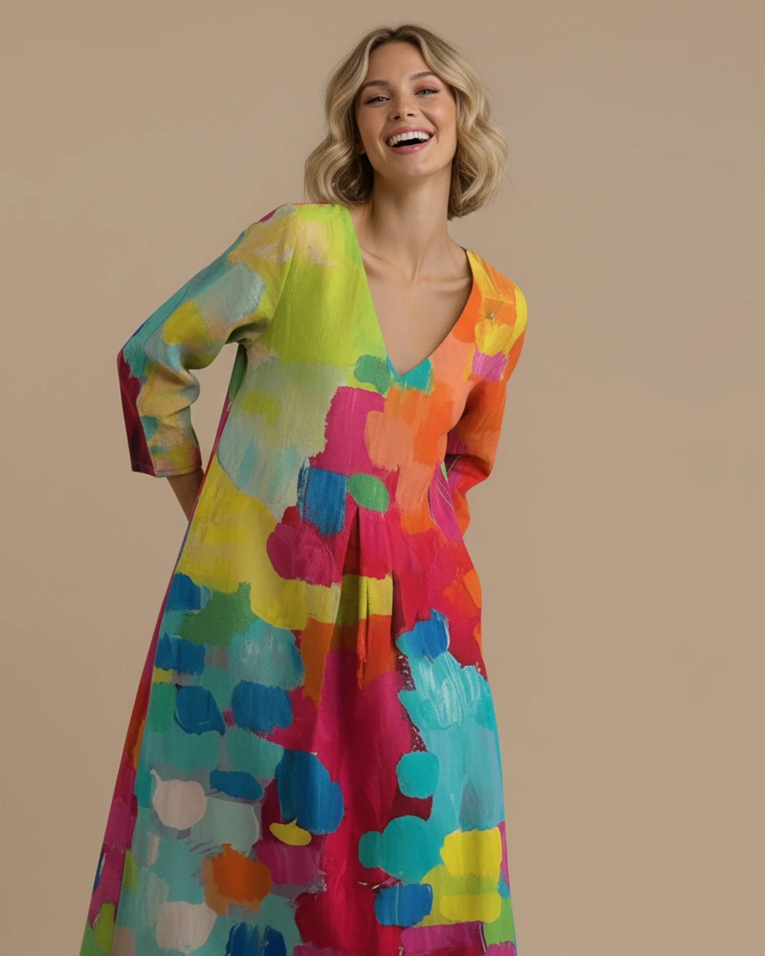 Women's Printed A-Line Midi Dress image
