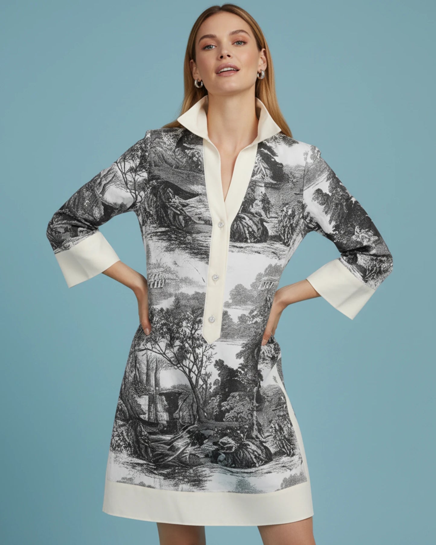 Women's Printed Shirt Mini Dress image