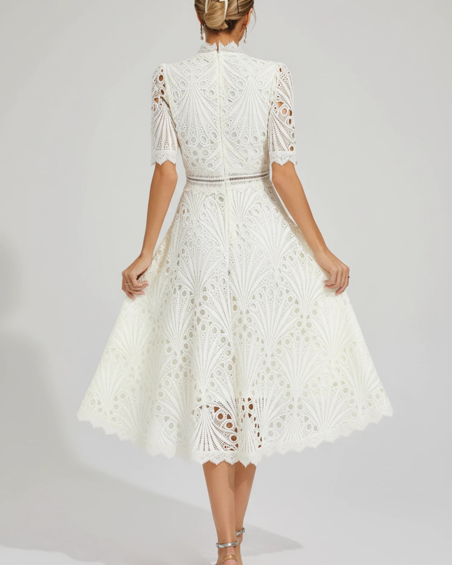 Women's Short Sleeve A-Line Midi Dress image