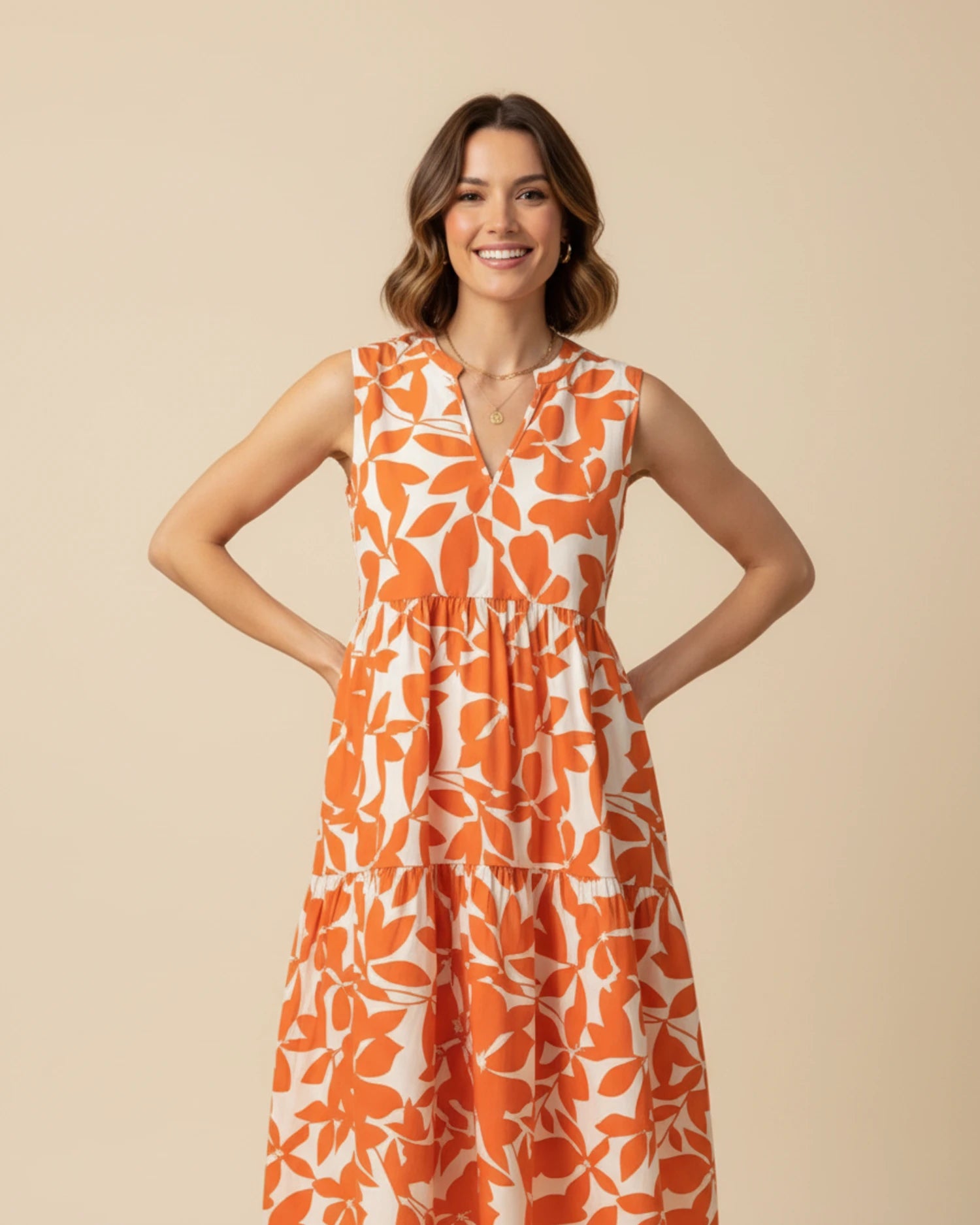 Women's Sleeveless A-Line Midi Dress image