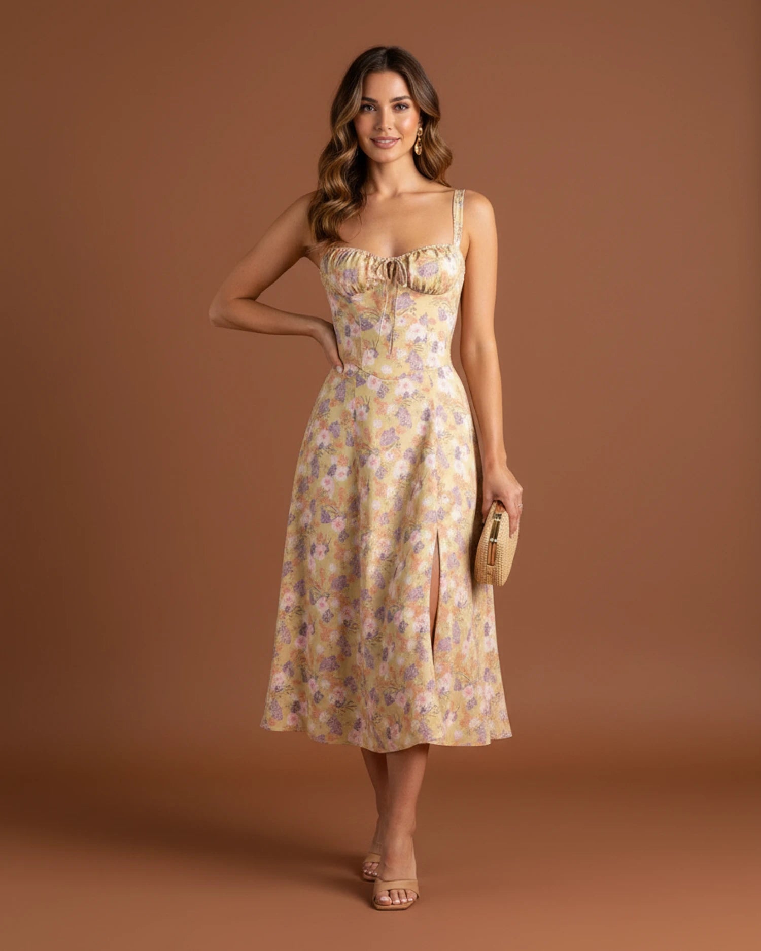 Women's Spaghetti Strap A-Line Midi Dress image
