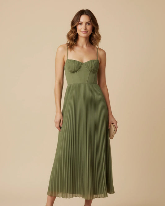 Women's Spaghetti Strap A-Line Midi Dress image
