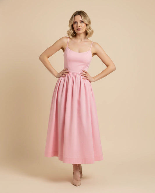 Women's Spaghetti Strap A-Line Midi Dress image