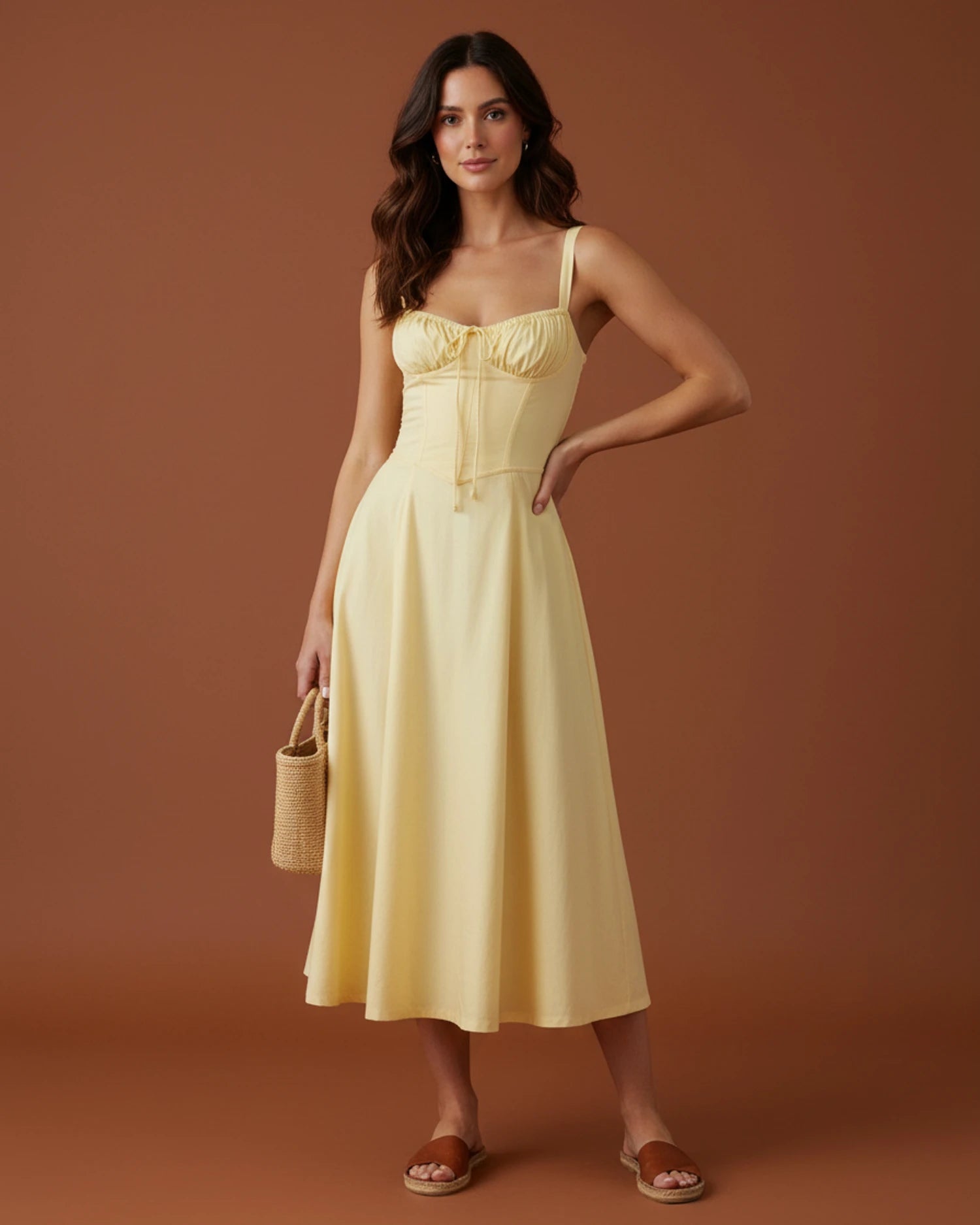 Women's Spaghetti Strap A-Line Midi Dress image