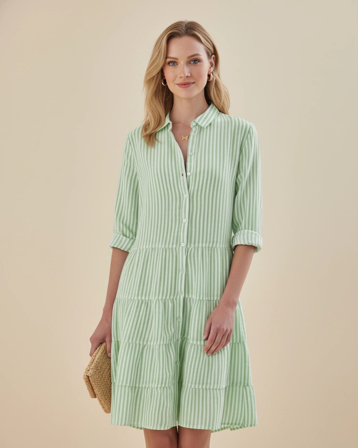 Women's Striped Shirt Mini Dress image