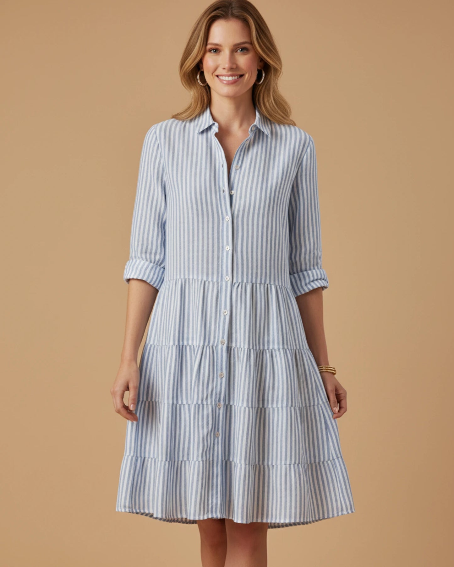 Women's Striped Shirt Mini Dress image