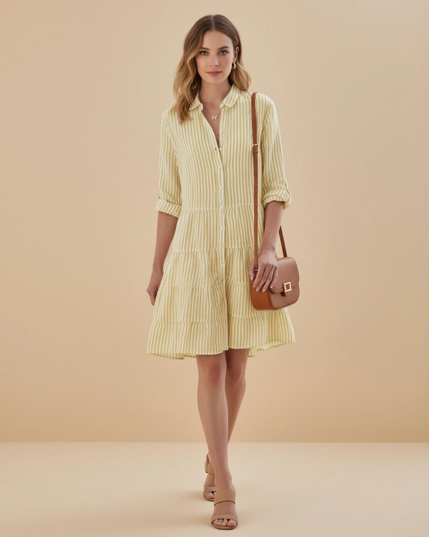 Women's Striped Shirt Mini Dress image