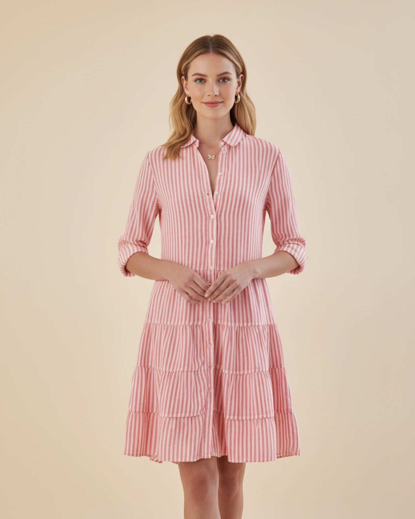 Women's Striped Shirt Mini Dress image