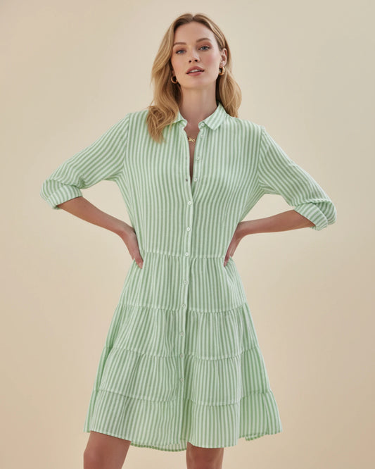 Women's Striped Shirt Mini Dress image