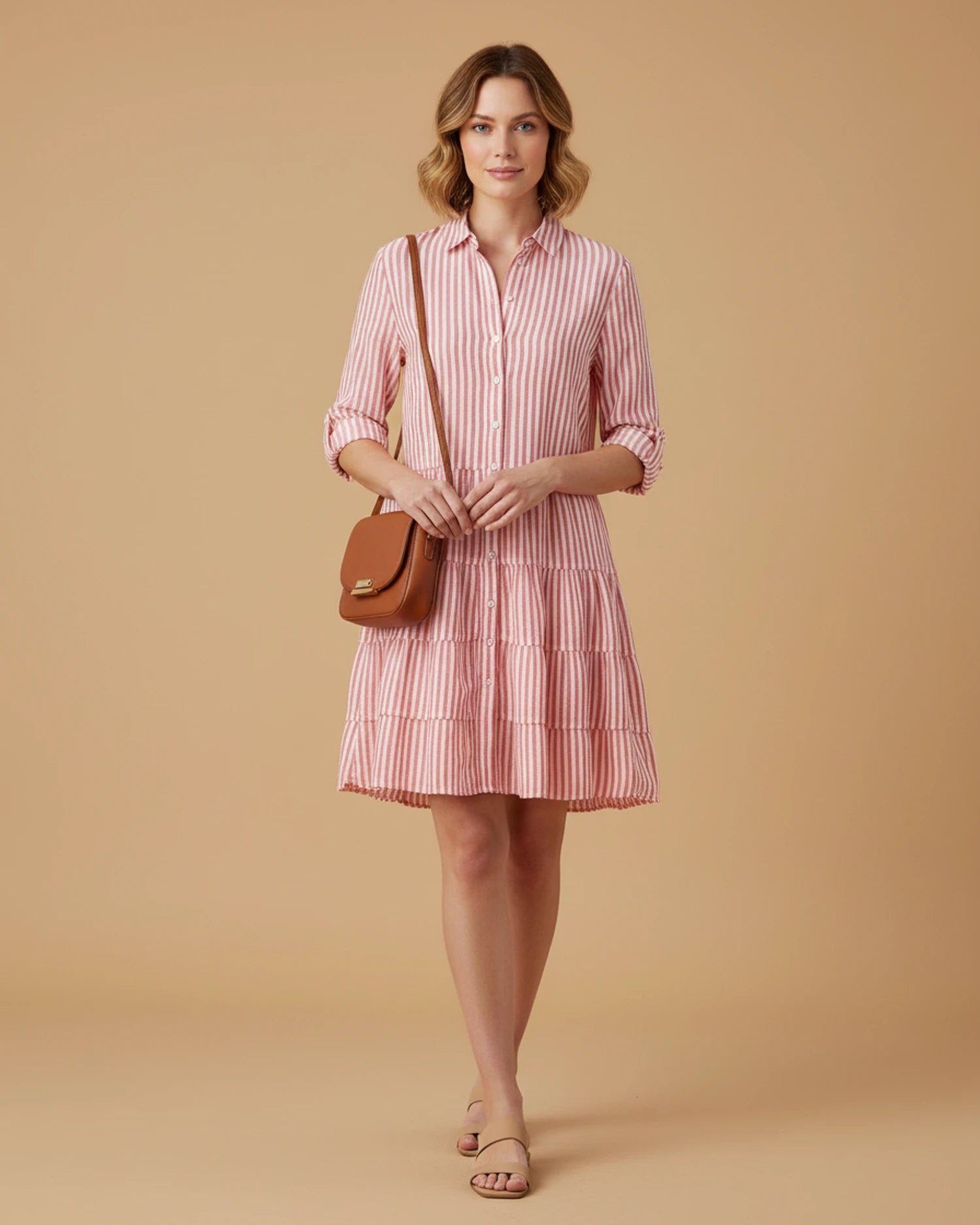 Women's Striped Shirt Mini Dress image