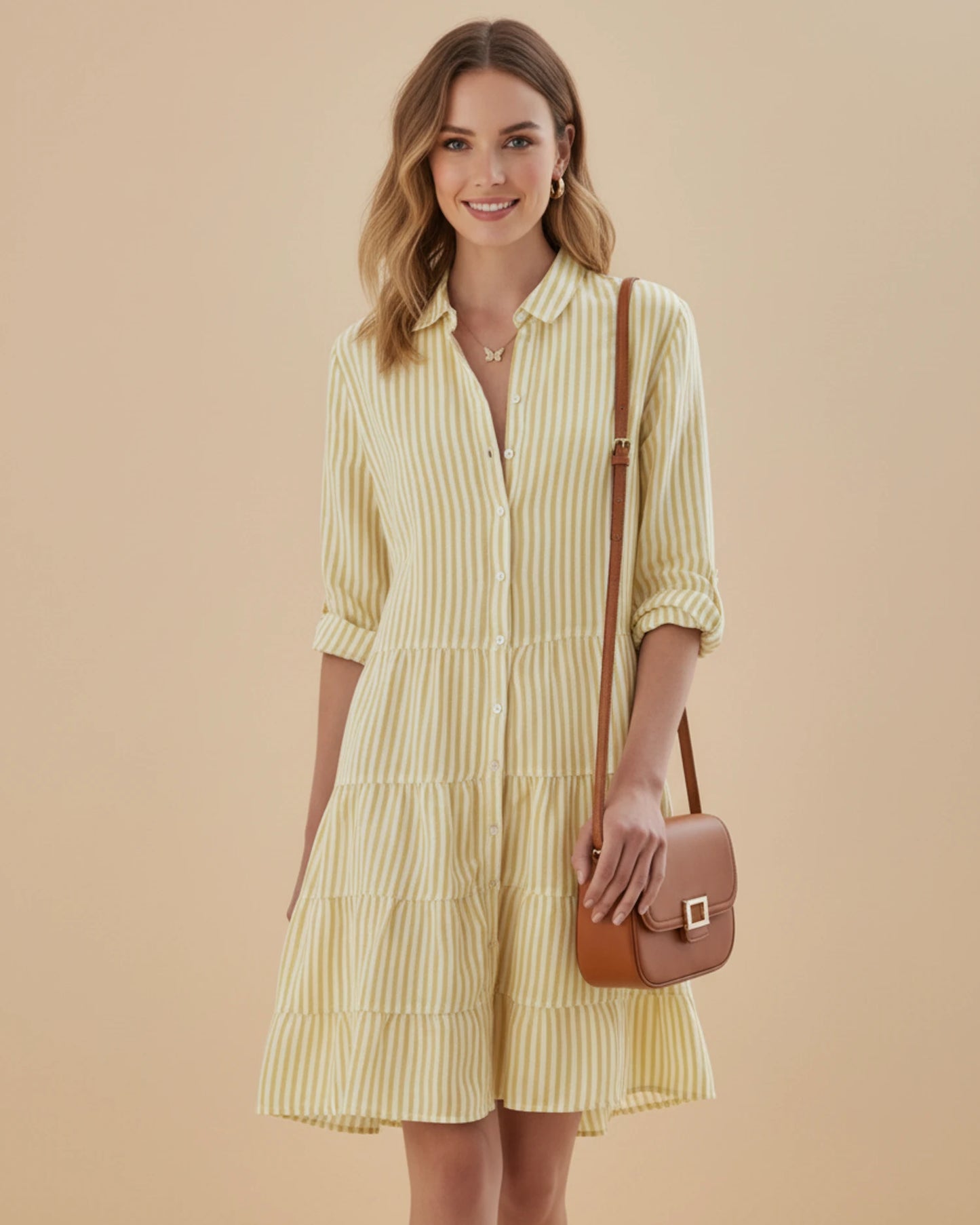 Women's Striped Shirt Mini Dress image