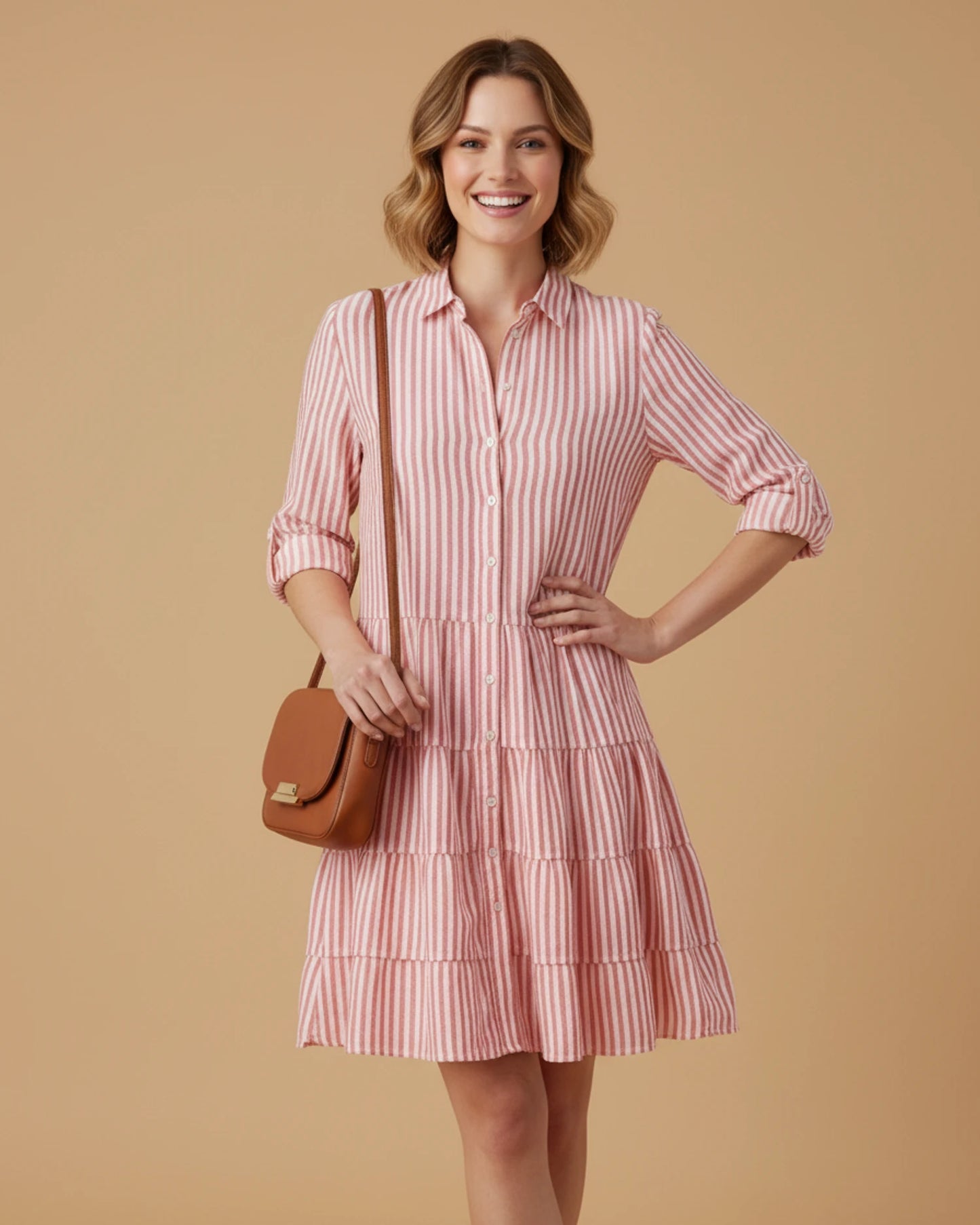 Women's Striped Shirt Mini Dress image