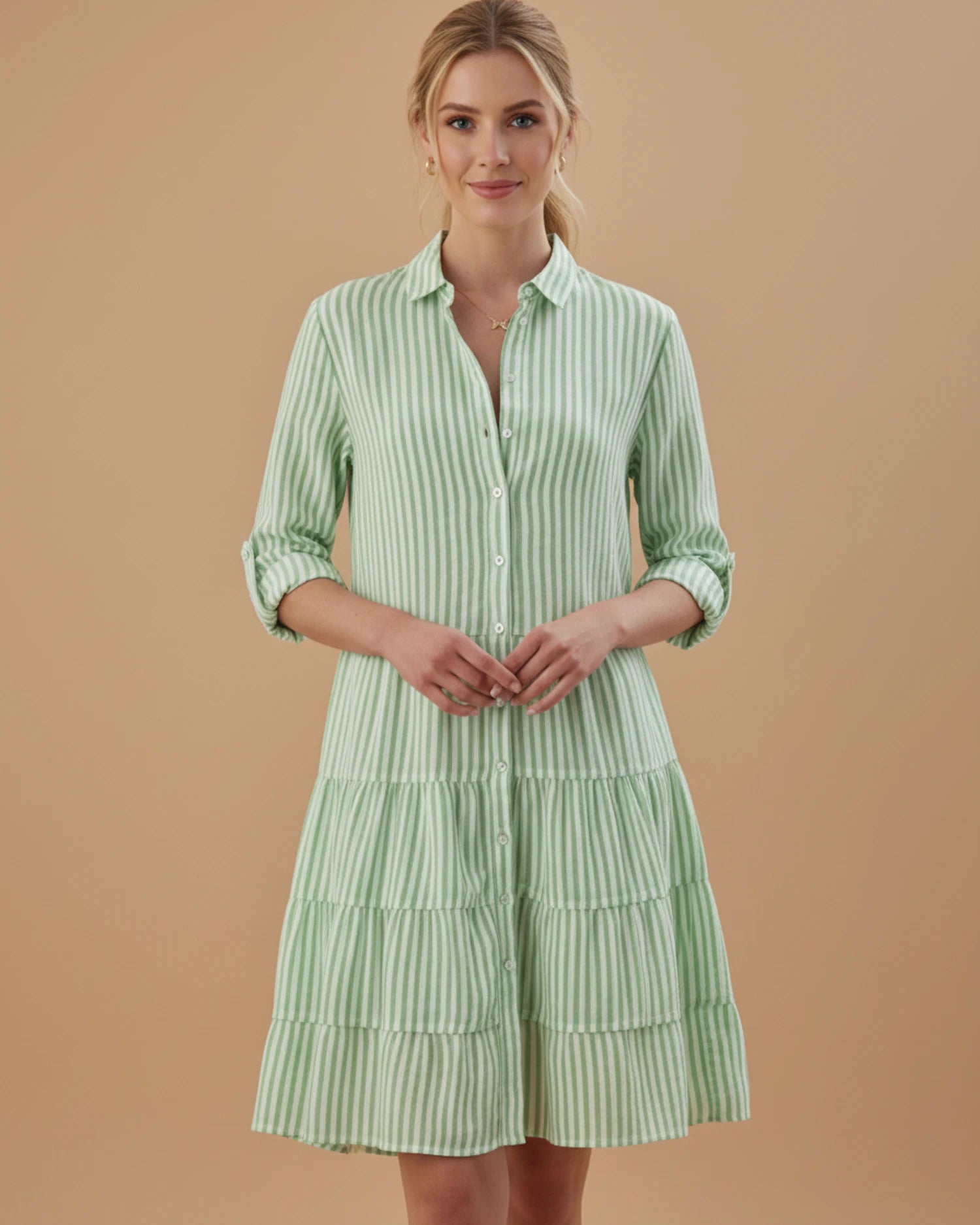 Women's Striped Shirt Mini Dress image