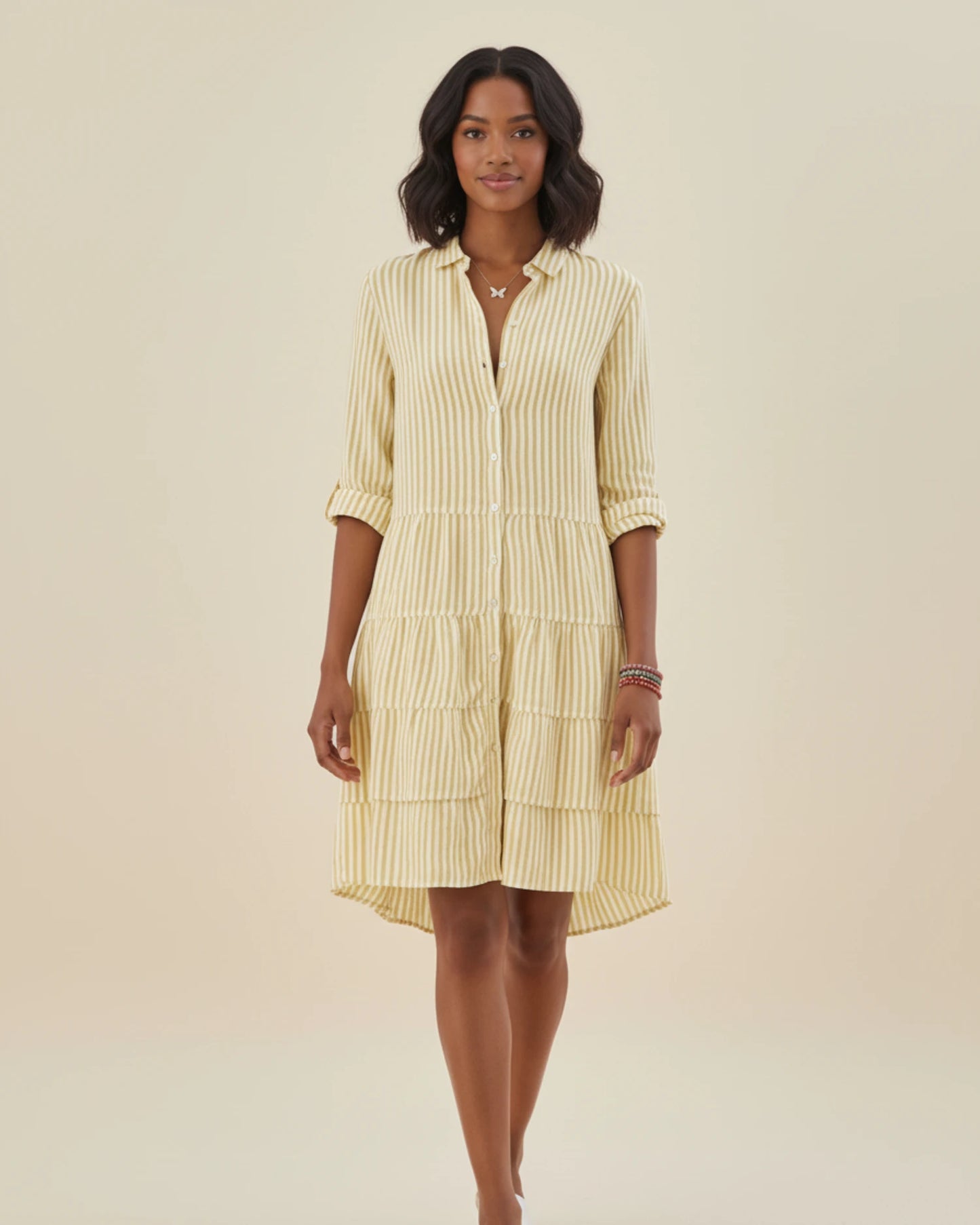 Women's Striped Shirt Mini Dress image