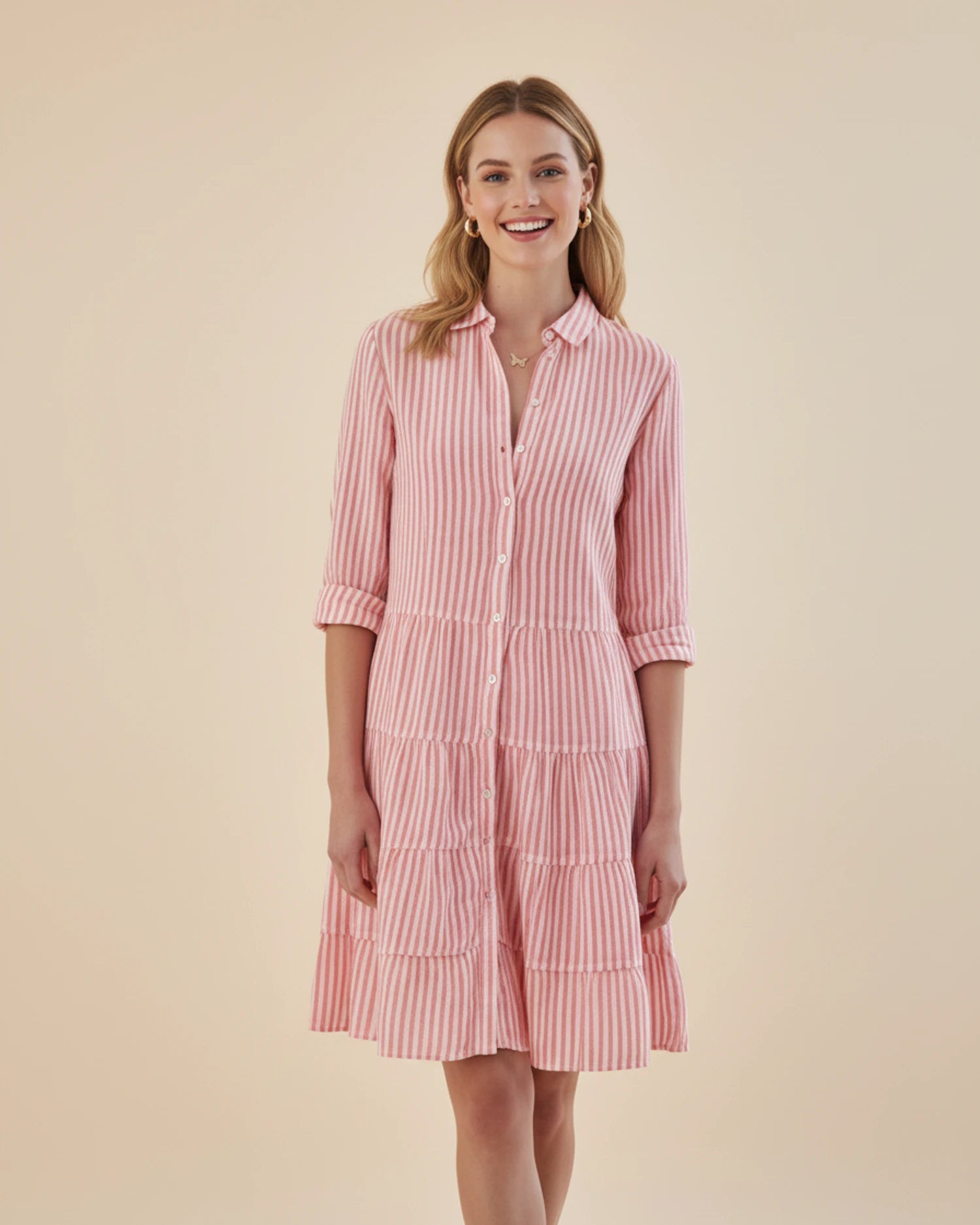 Women's Striped Shirt Mini Dress image