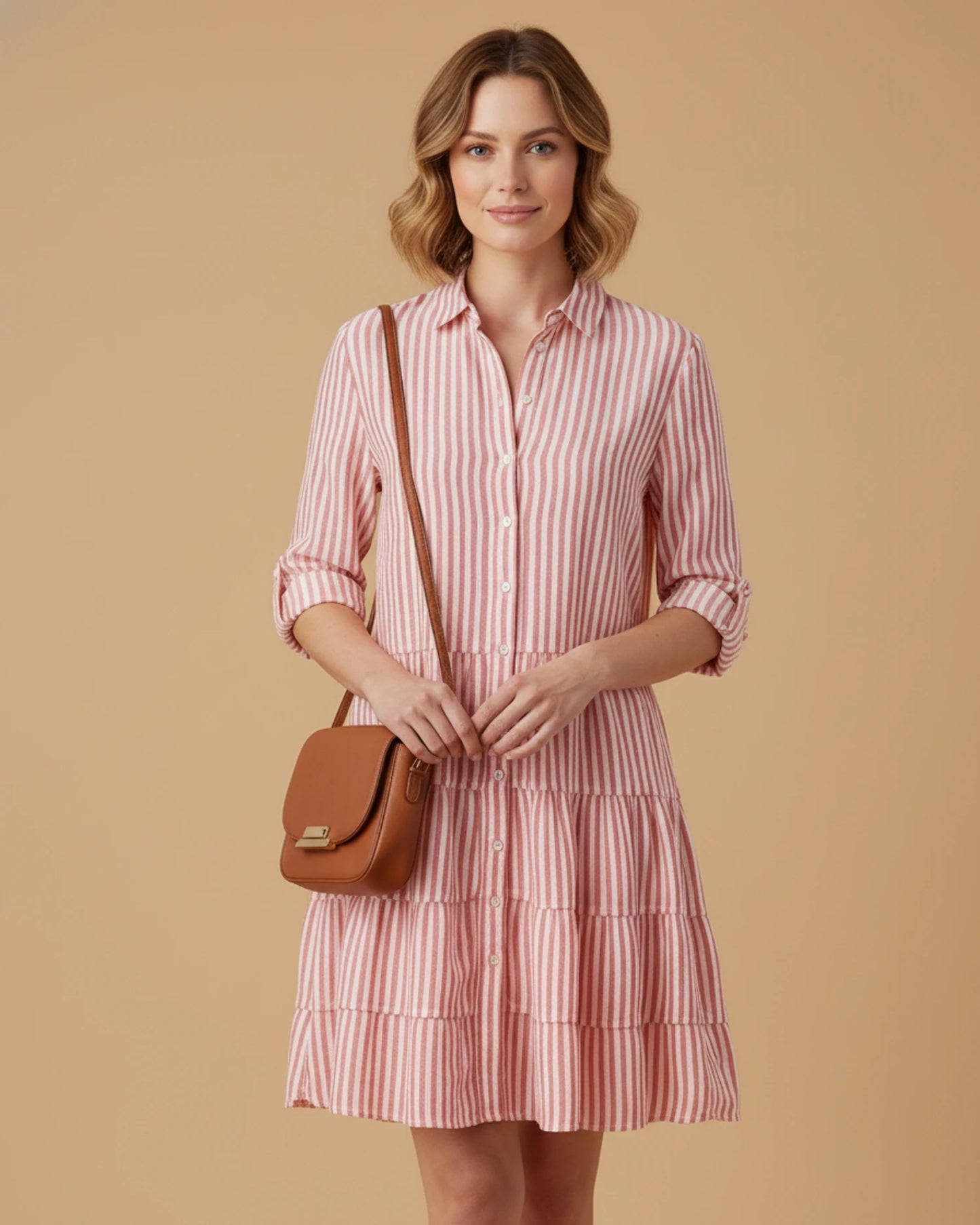 Women's Striped Shirt Mini Dress image