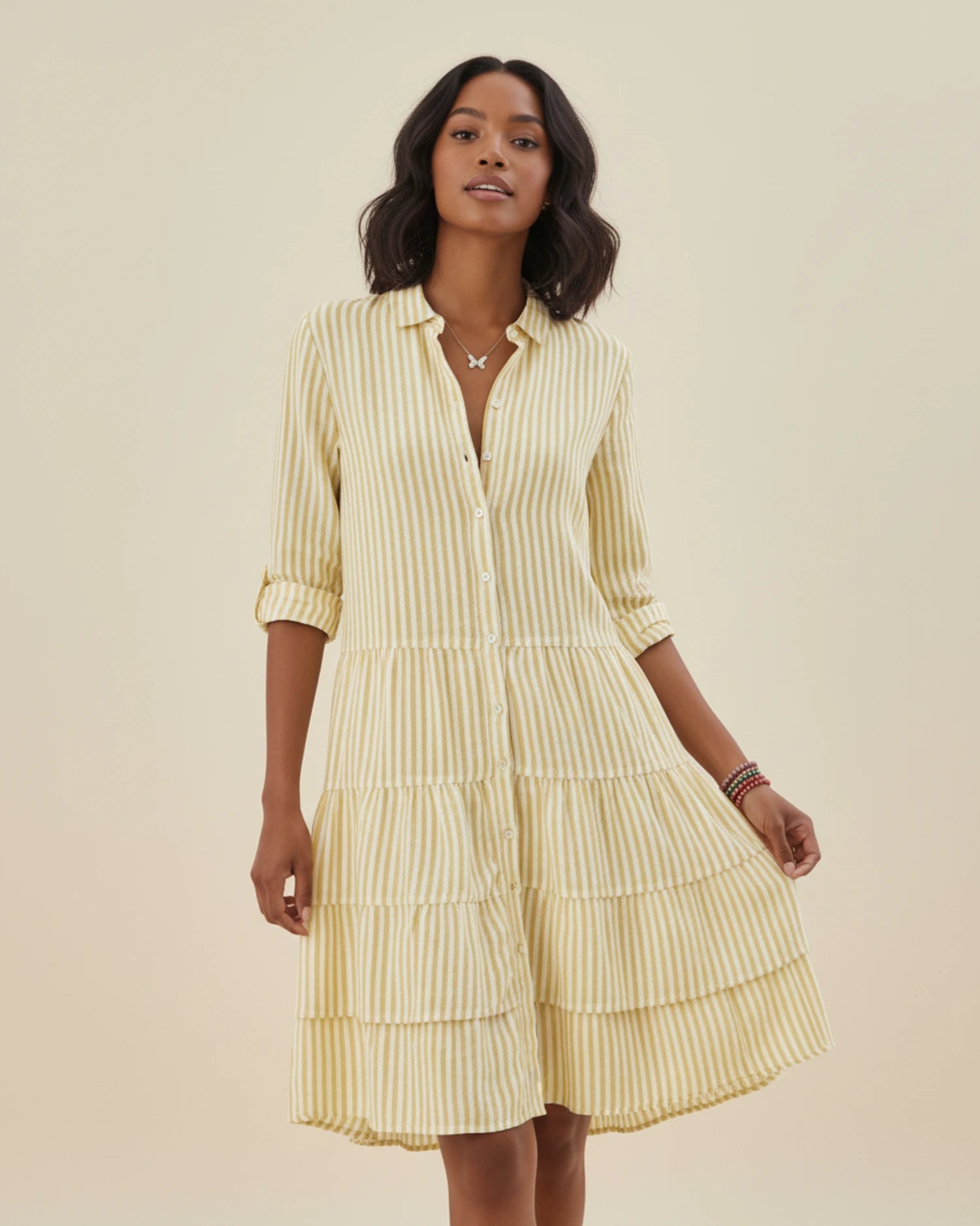 Women's Striped Shirt Mini Dress image