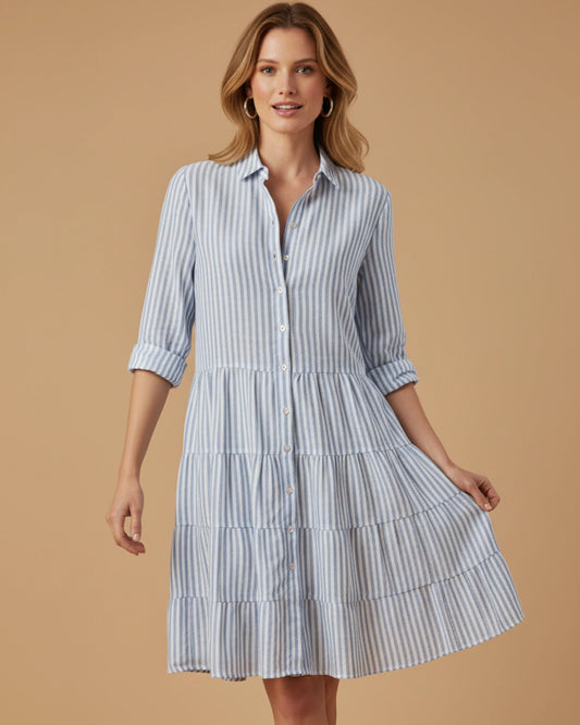 Women's Striped Shirt Mini Dress image