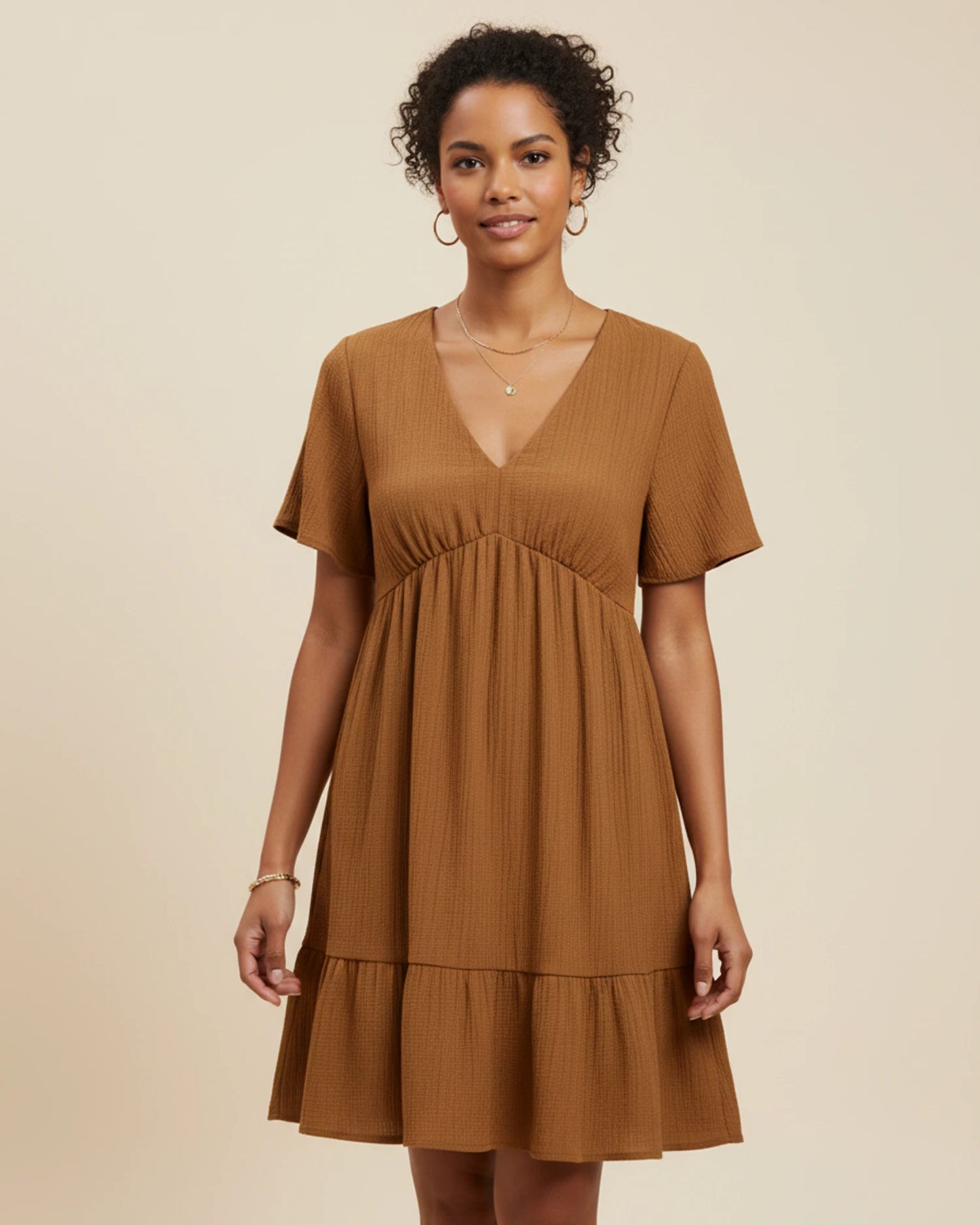 Women's V-Neck A-Line Mini Dress image