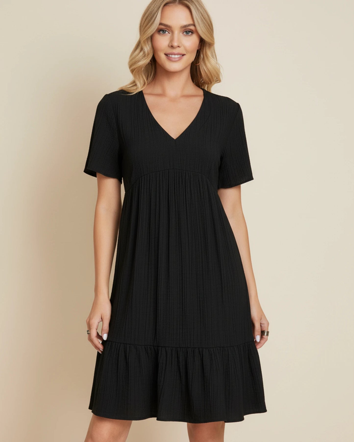 Women's V-Neck A-Line Mini Dress image