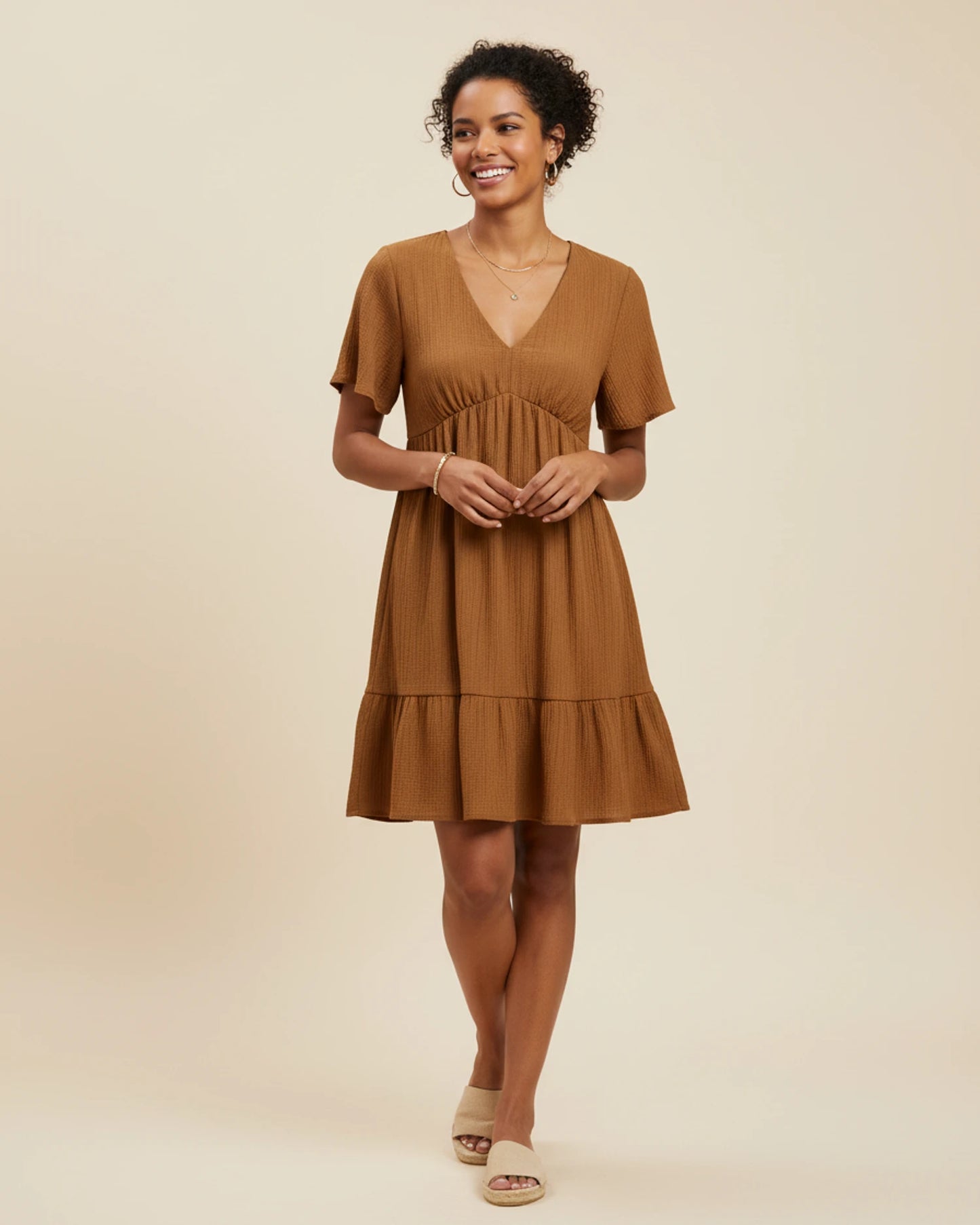Women's V-Neck A-Line Mini Dress image
