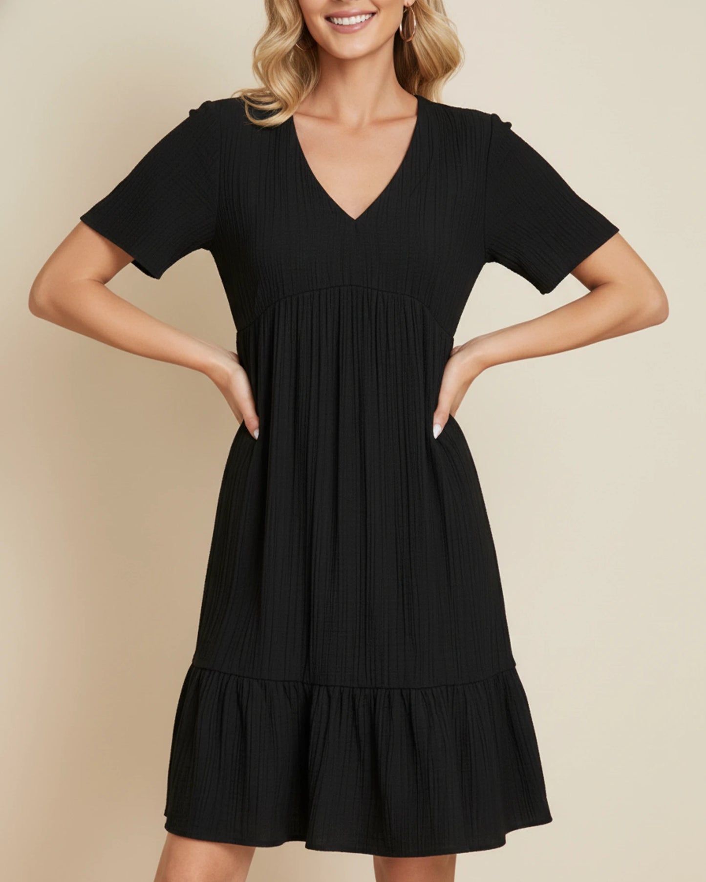 Women's V-Neck A-Line Mini Dress image