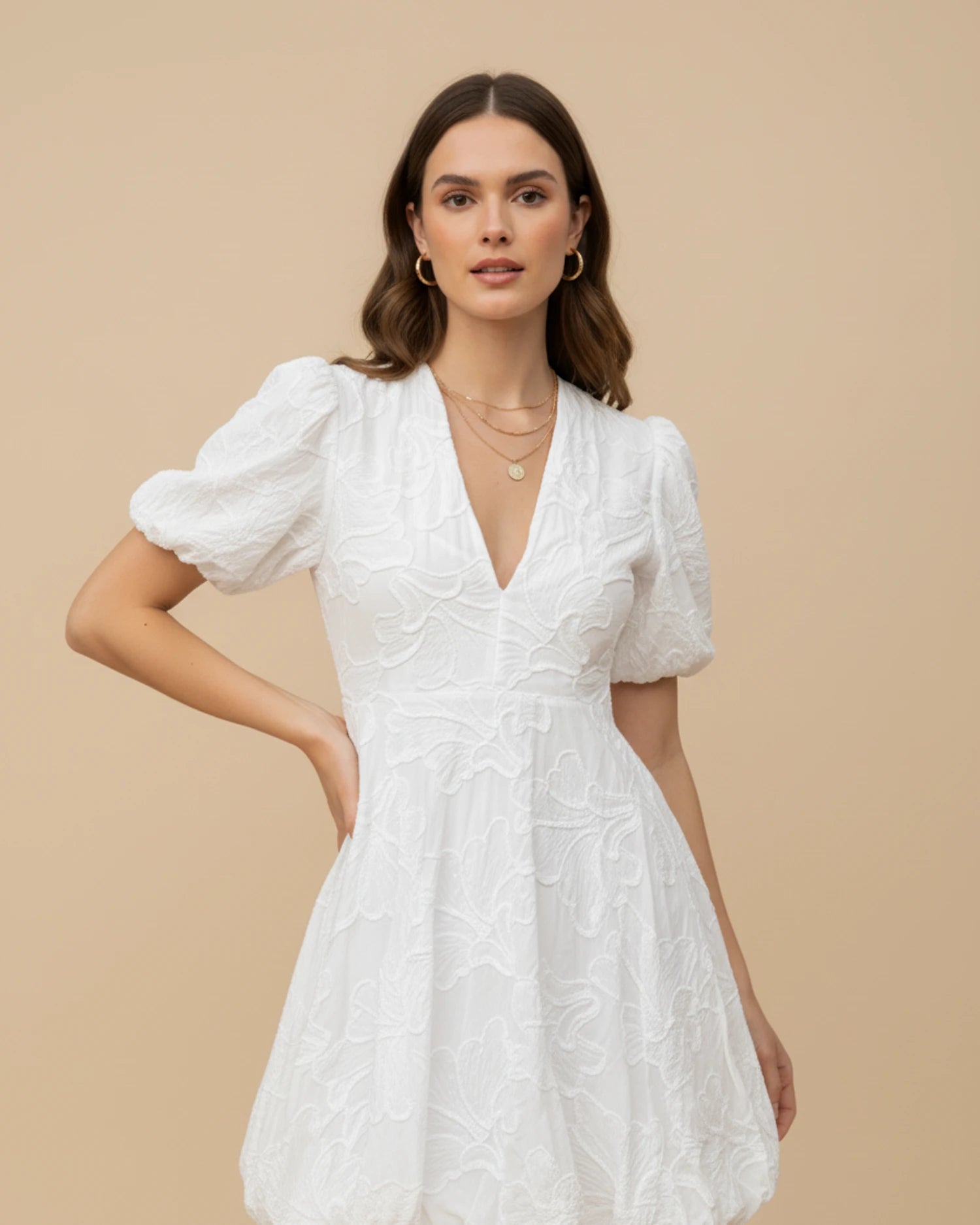 Women's V-Neck A-Line Mini Dress image