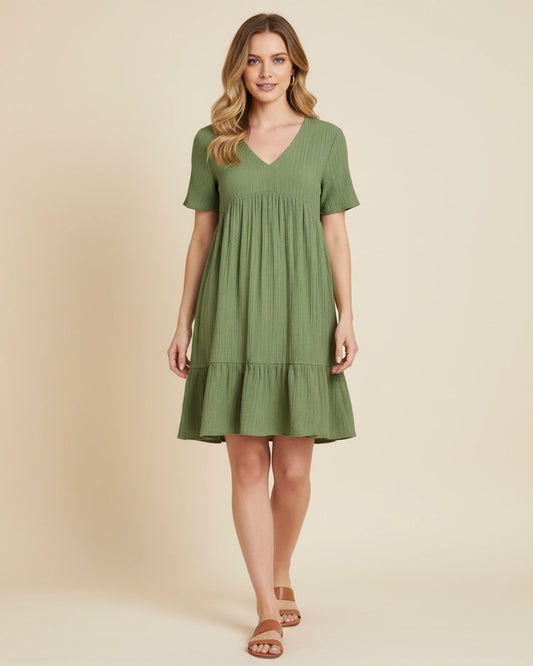 Women's V-Neck A-Line Mini Dress image