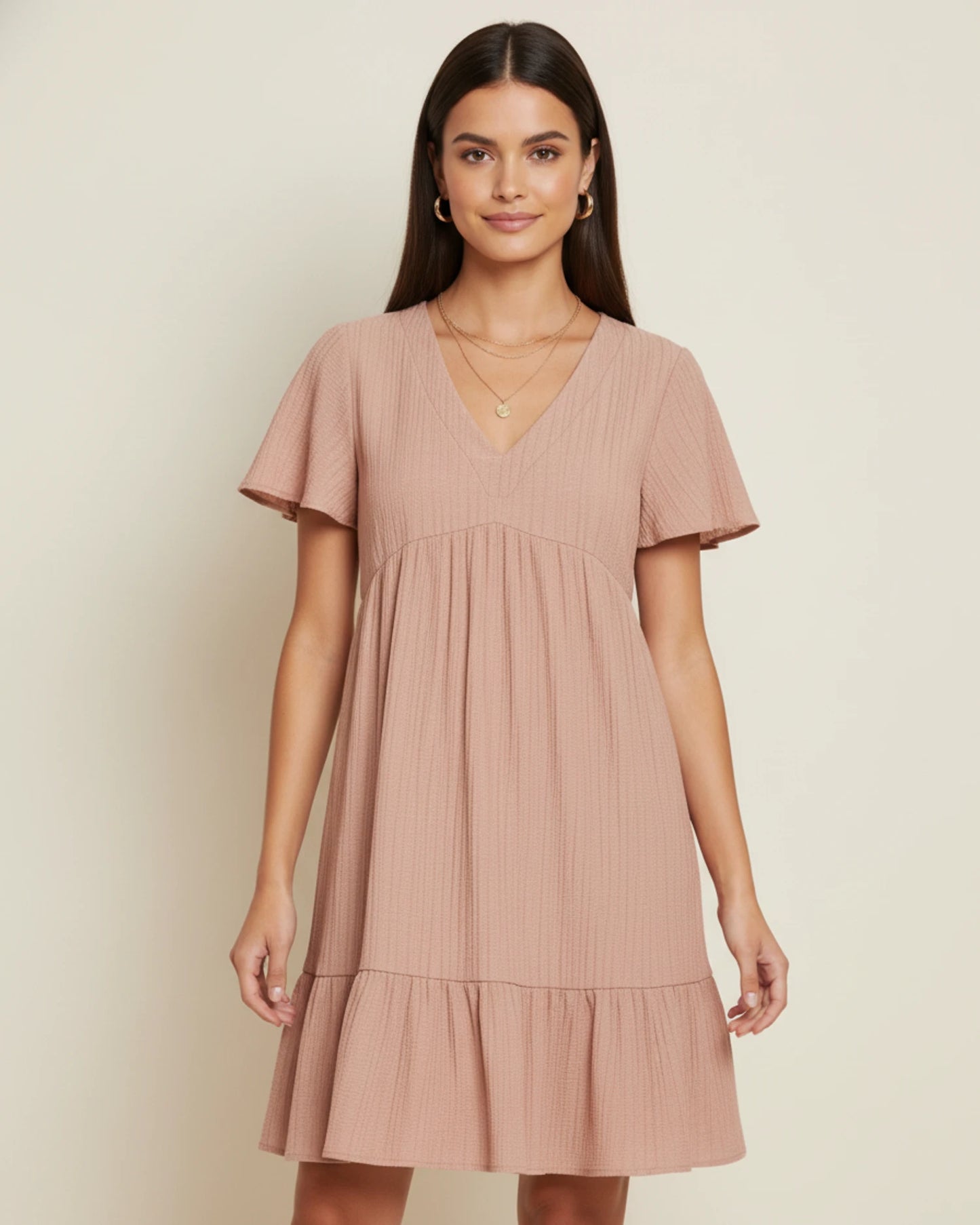 Women's V-Neck A-Line Mini Dress image