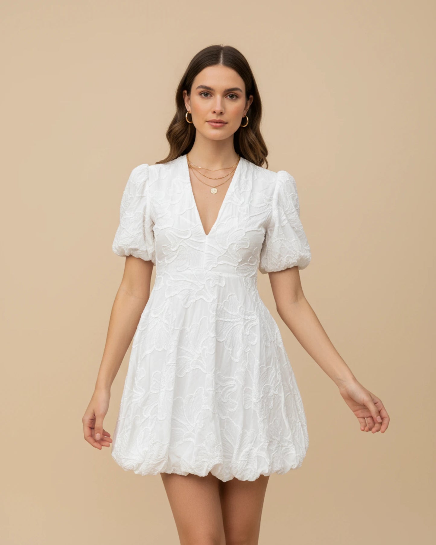 Women's V-Neck A-Line Mini Dress image