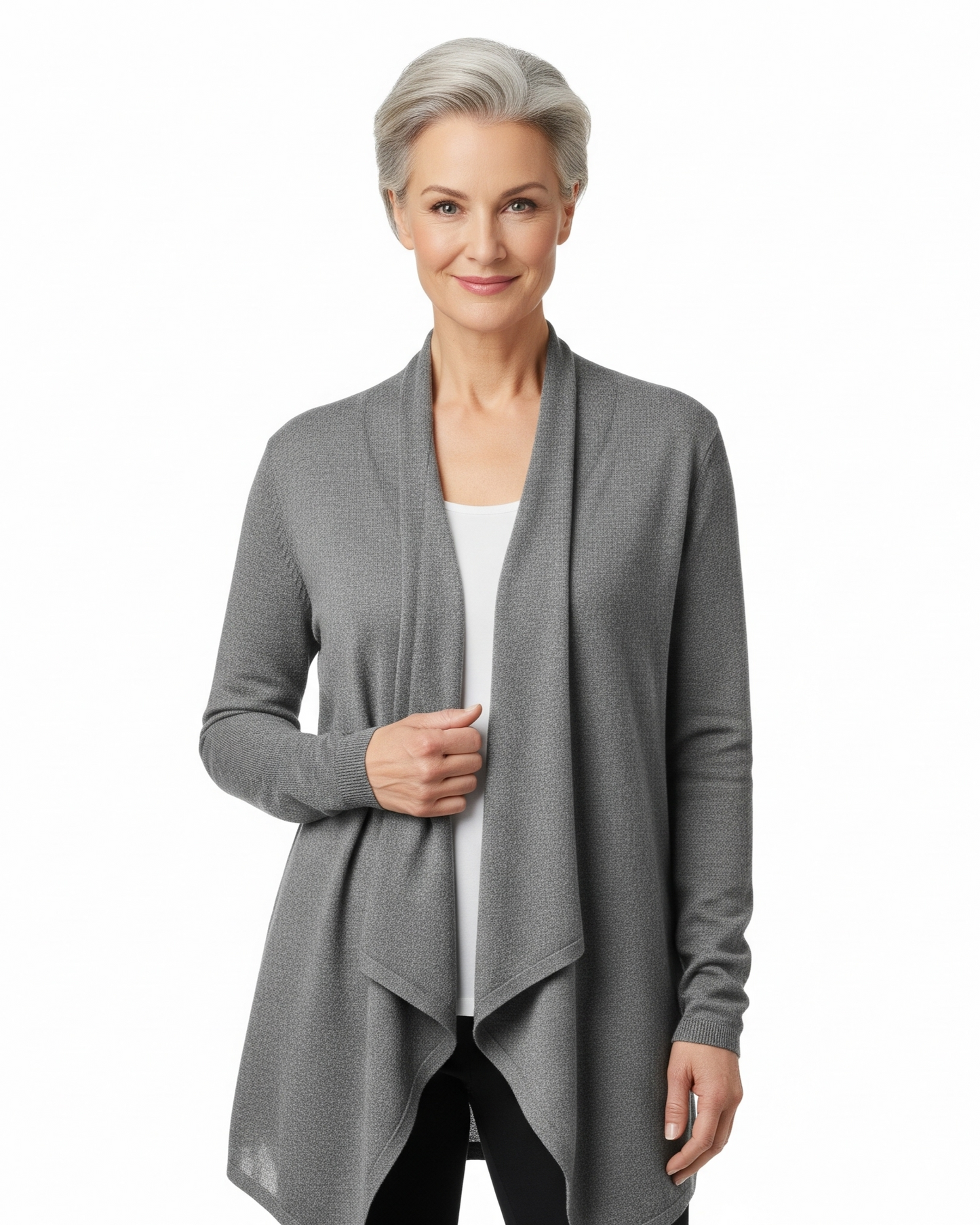 Women's Draped Open-Front Cardigan