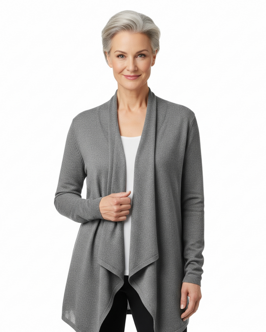 Women's Draped Open-Front Cardigan